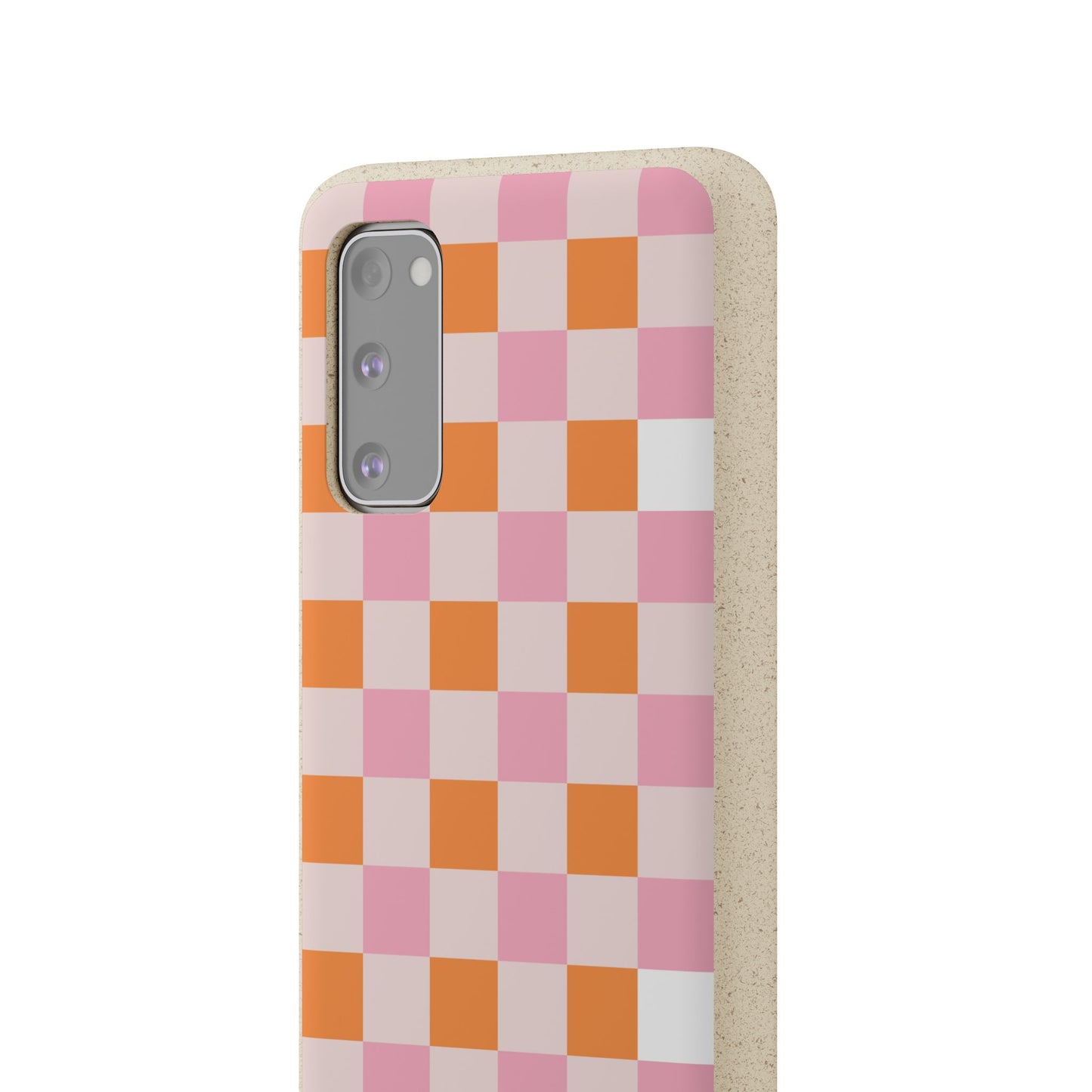 Chic Biodegradable Phone Case - Eco-Friendly Checkered Design, Sustainable Cell Phone Cover, Cute Gift for Environmentalists