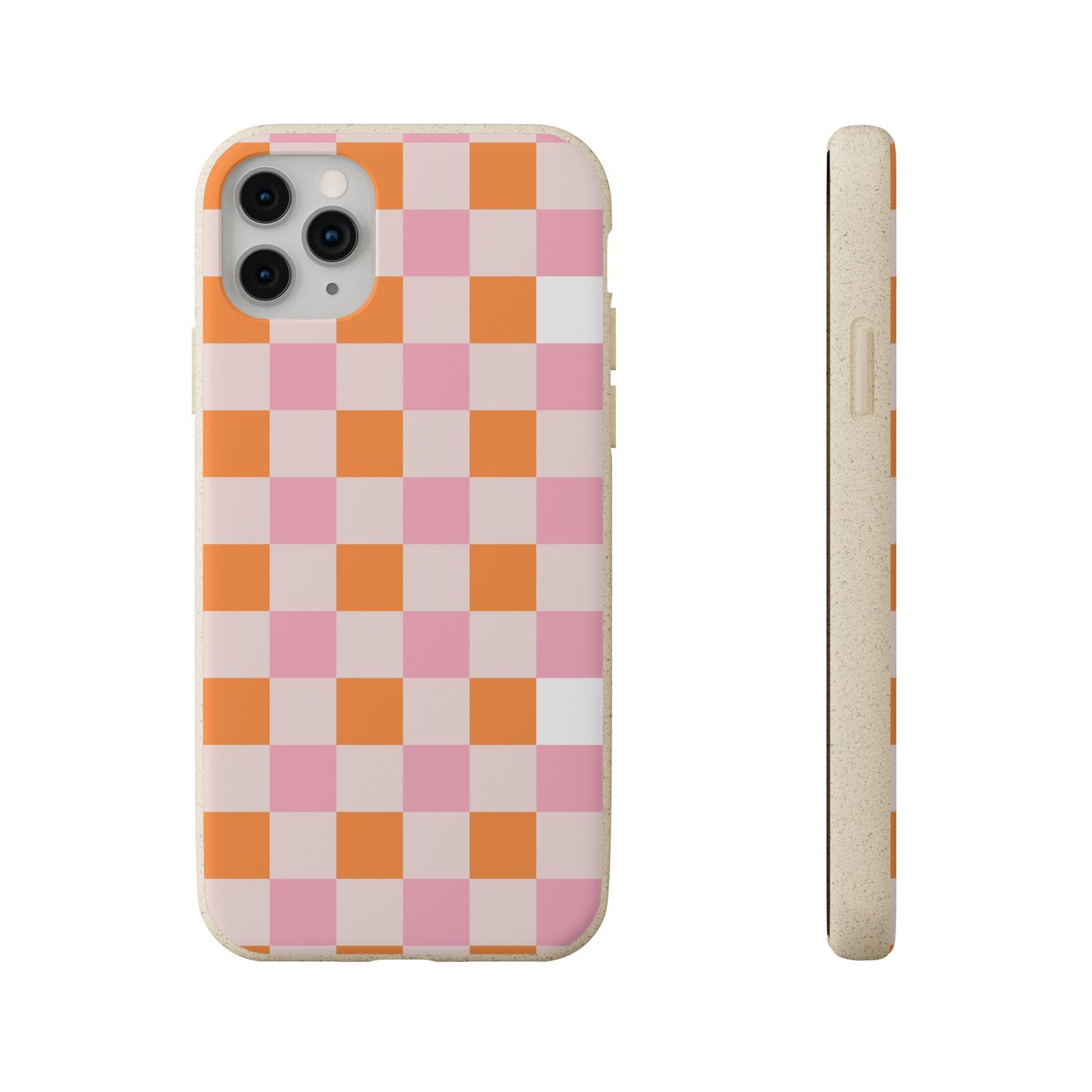 Chic Biodegradable Phone Case - Eco-Friendly Checkered Design, Sustainable Cell Phone Cover, Cute Gift for Environmentalists