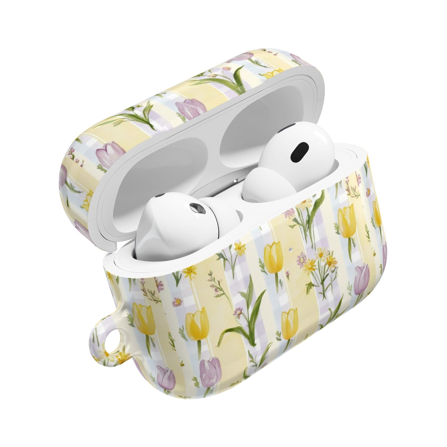 Spring Floral AirPod Case, Yellow Tulip Design, Cute Earbud Cover, Gift for Flower Lovers, Mother's Day Accessories