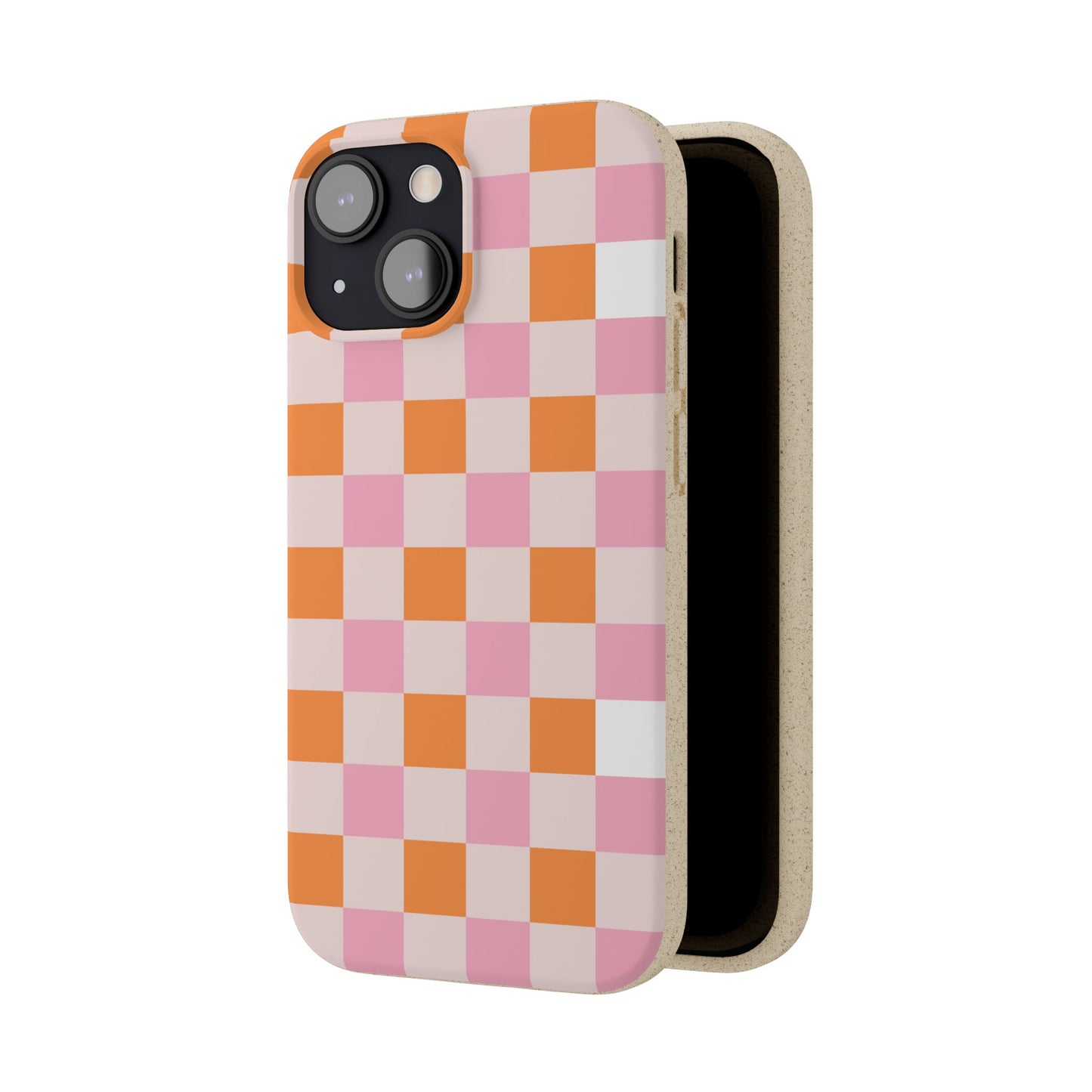 Chic Biodegradable Phone Case - Eco-Friendly Checkered Design, Sustainable Cell Phone Cover, Cute Gift for Environmentalists