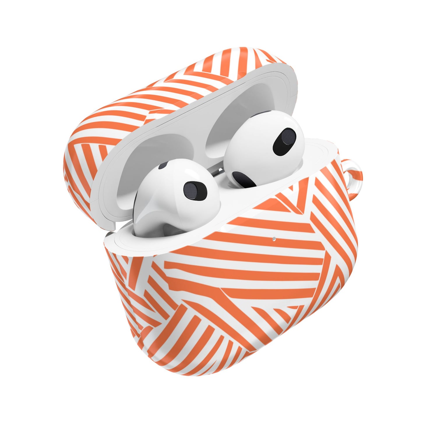 Stylish Orange Striped AirPod Case - Trendy Wireless Earbud Cover