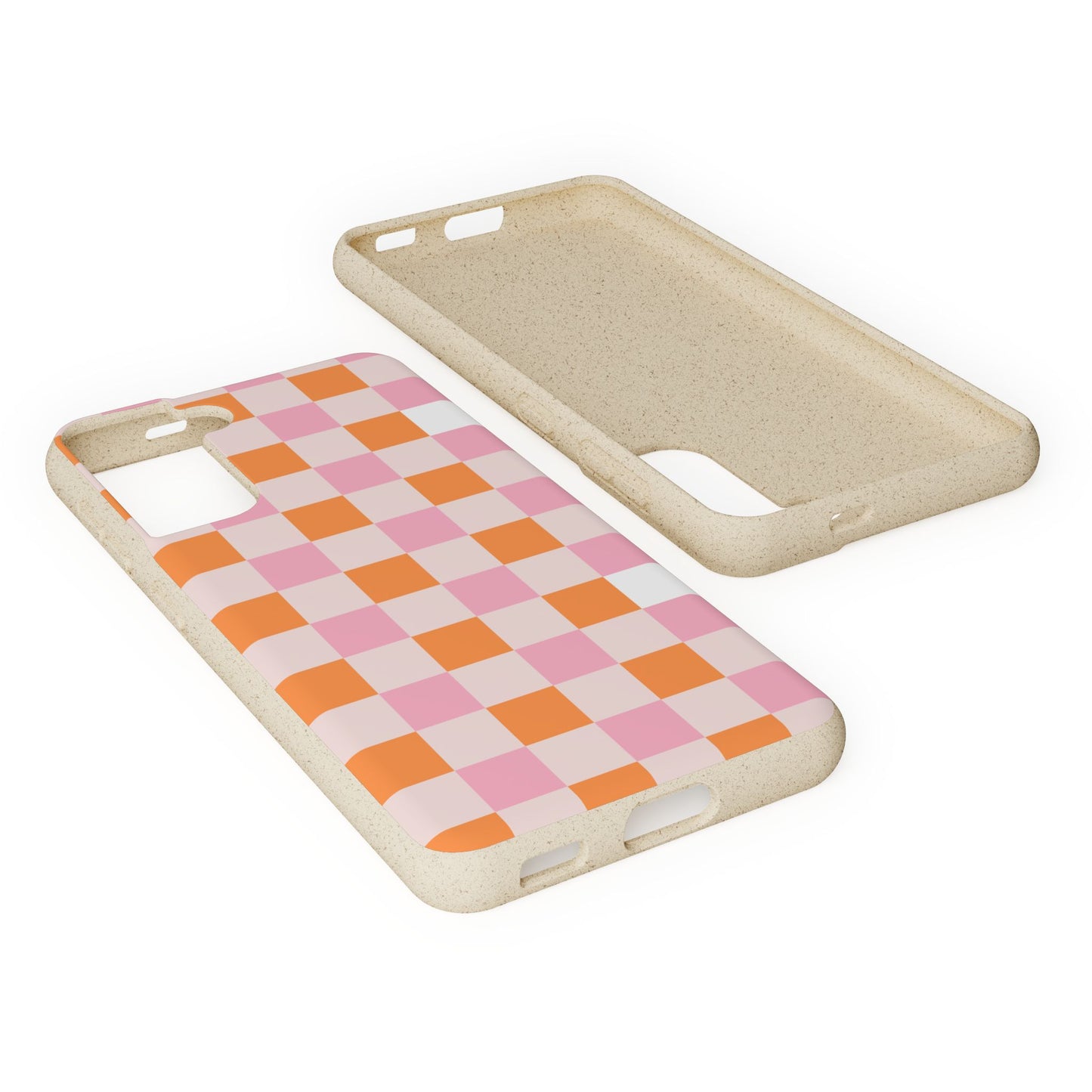 Chic Biodegradable Phone Case - Eco-Friendly Checkered Design, Sustainable Cell Phone Cover, Cute Gift for Environmentalists
