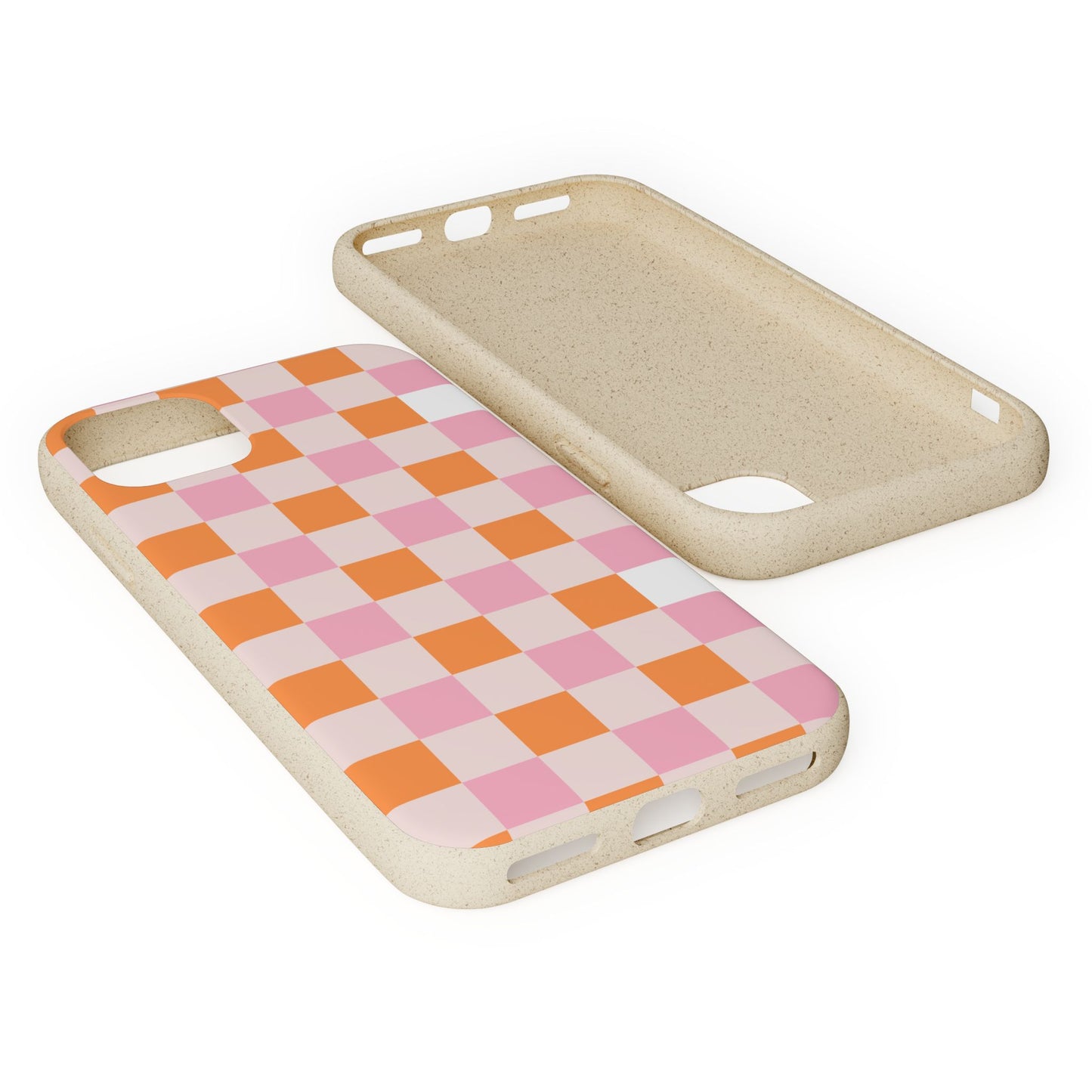 Chic Biodegradable Phone Case - Eco-Friendly Checkered Design, Sustainable Cell Phone Cover, Cute Gift for Environmentalists