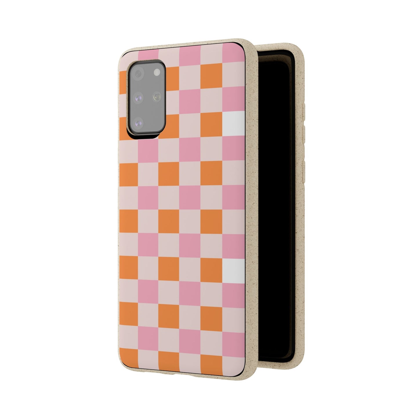 Chic Biodegradable Phone Case - Eco-Friendly Checkered Design, Sustainable Cell Phone Cover, Cute Gift for Environmentalists