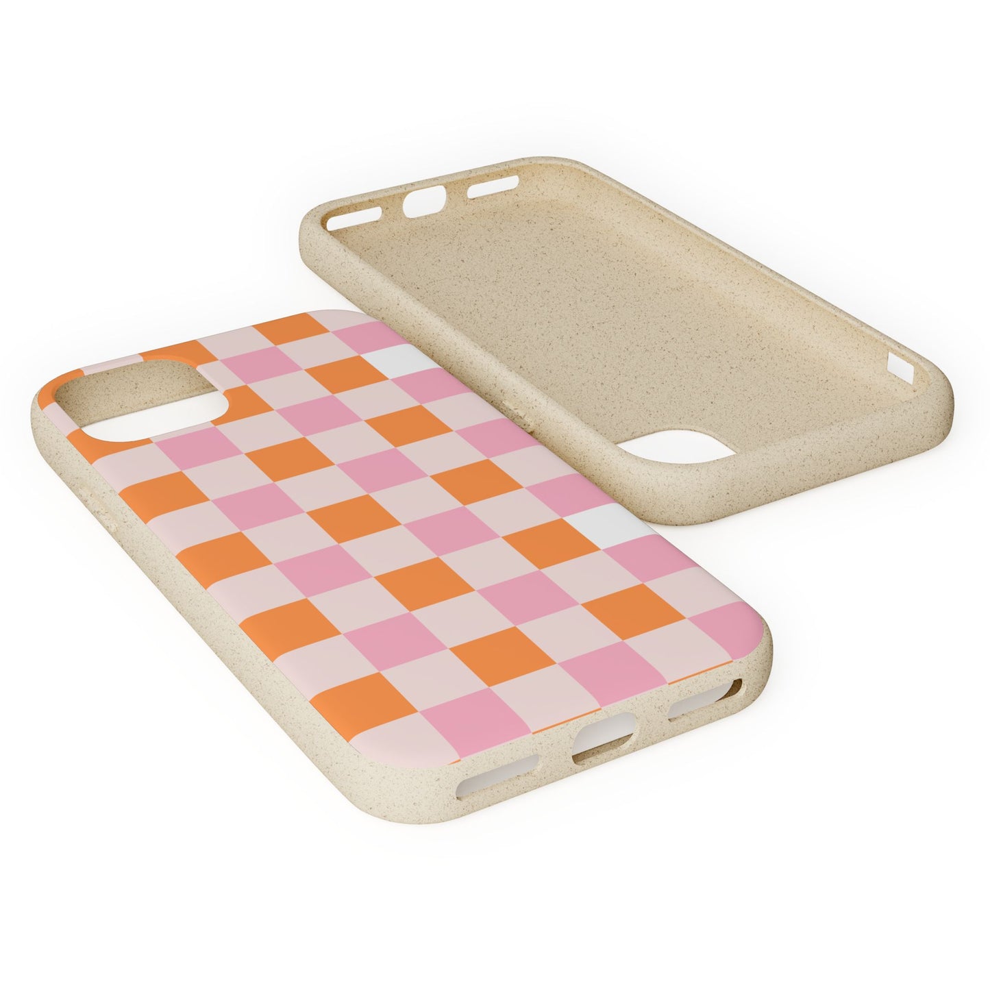 Chic Biodegradable Phone Case - Eco-Friendly Checkered Design, Sustainable Cell Phone Cover, Cute Gift for Environmentalists