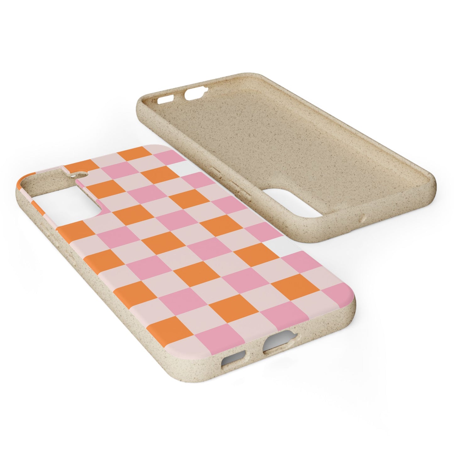 Chic Biodegradable Phone Case - Eco-Friendly Checkered Design, Sustainable Cell Phone Cover, Cute Gift for Environmentalists
