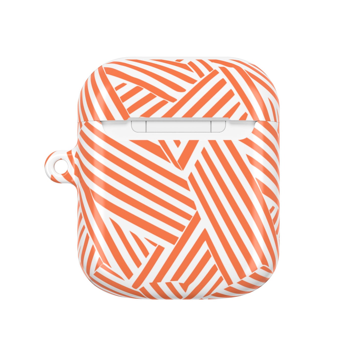 Stylish Orange Striped AirPod Case - Trendy Wireless Earbud Cover