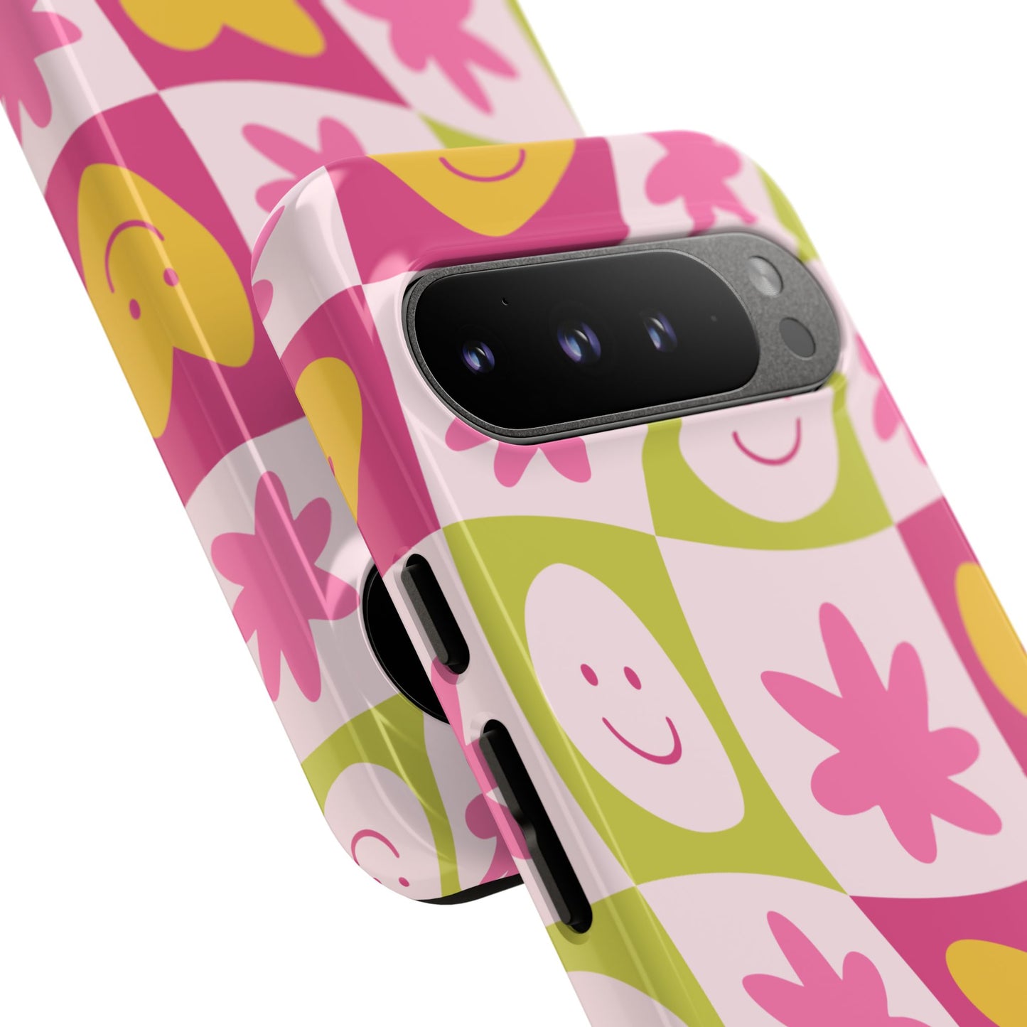 Colorful Floral iPhone Case with Smiley Faces