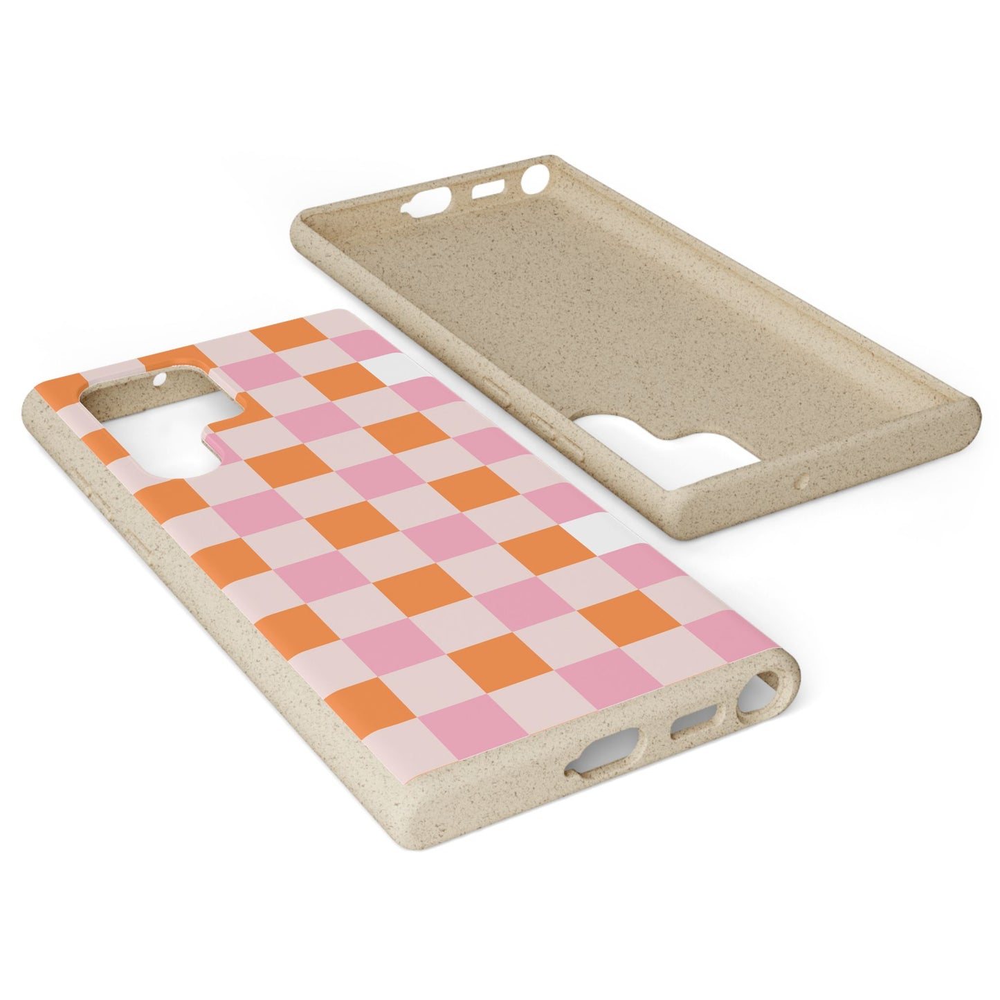 Chic Biodegradable Phone Case - Eco-Friendly Checkered Design, Sustainable Cell Phone Cover, Cute Gift for Environmentalists