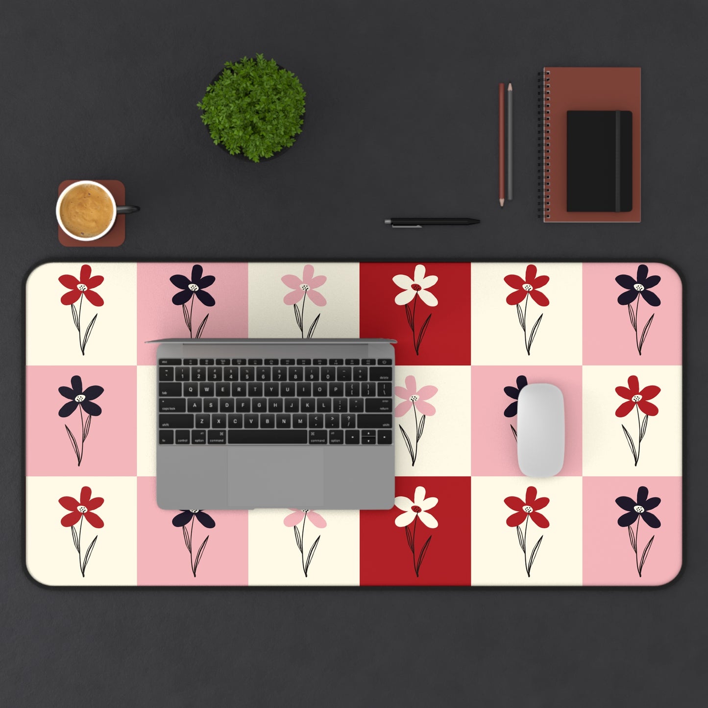 Pop Petal Plaid Desk Mat