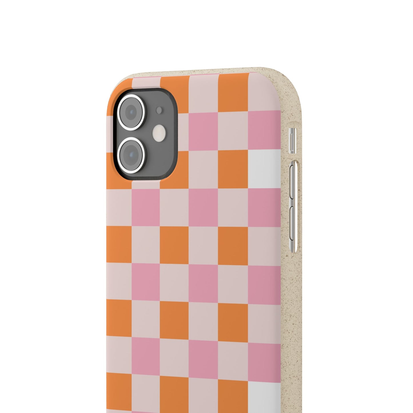 Chic Biodegradable Phone Case - Eco-Friendly Checkered Design, Sustainable Cell Phone Cover, Cute Gift for Environmentalists