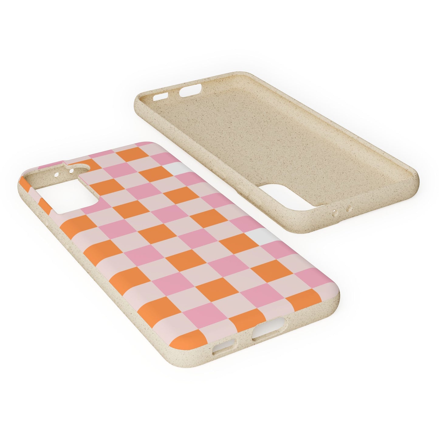 Chic Biodegradable Phone Case - Eco-Friendly Checkered Design, Sustainable Cell Phone Cover, Cute Gift for Environmentalists