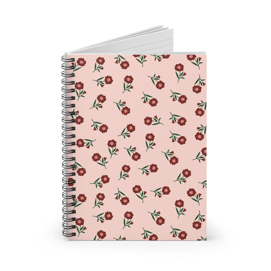 Crimson Bloom Spiral Notebook | Ruled | Journal