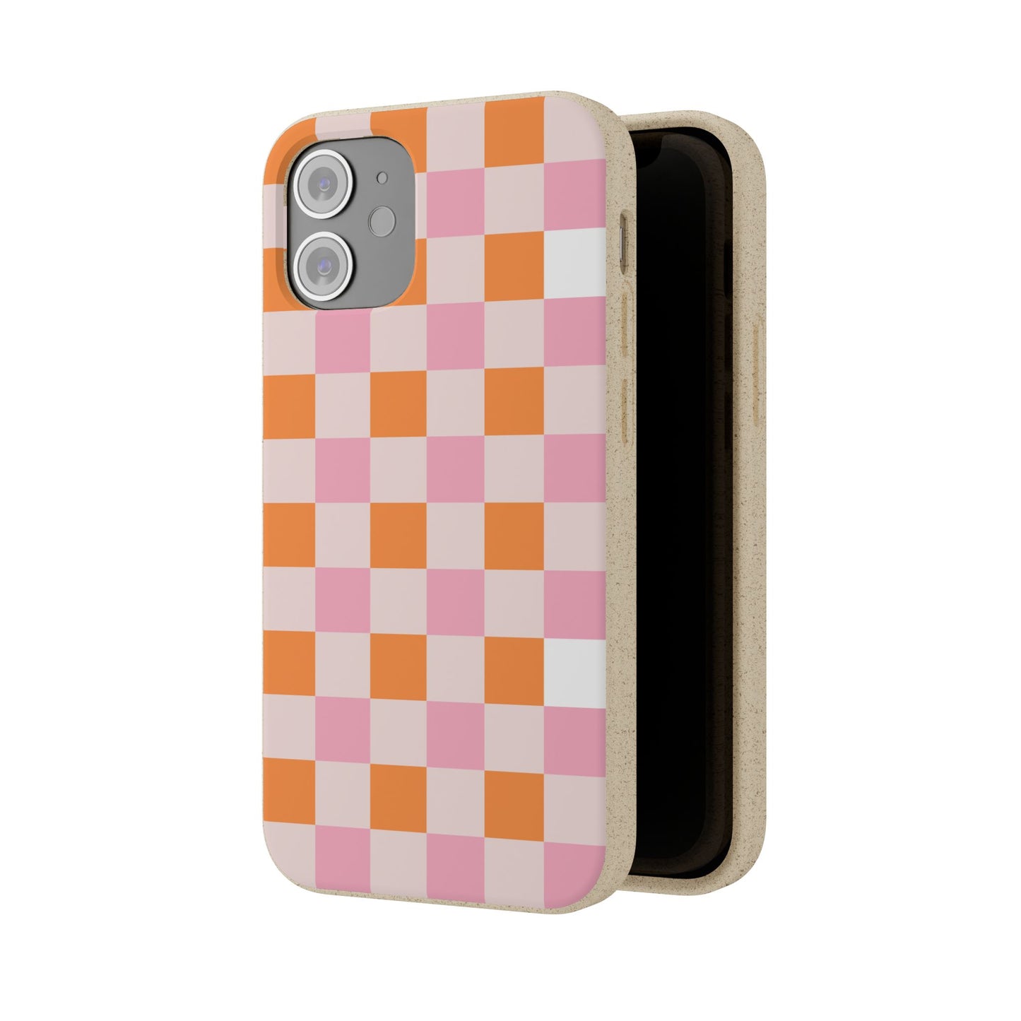 Chic Biodegradable Phone Case - Eco-Friendly Checkered Design, Sustainable Cell Phone Cover, Cute Gift for Environmentalists