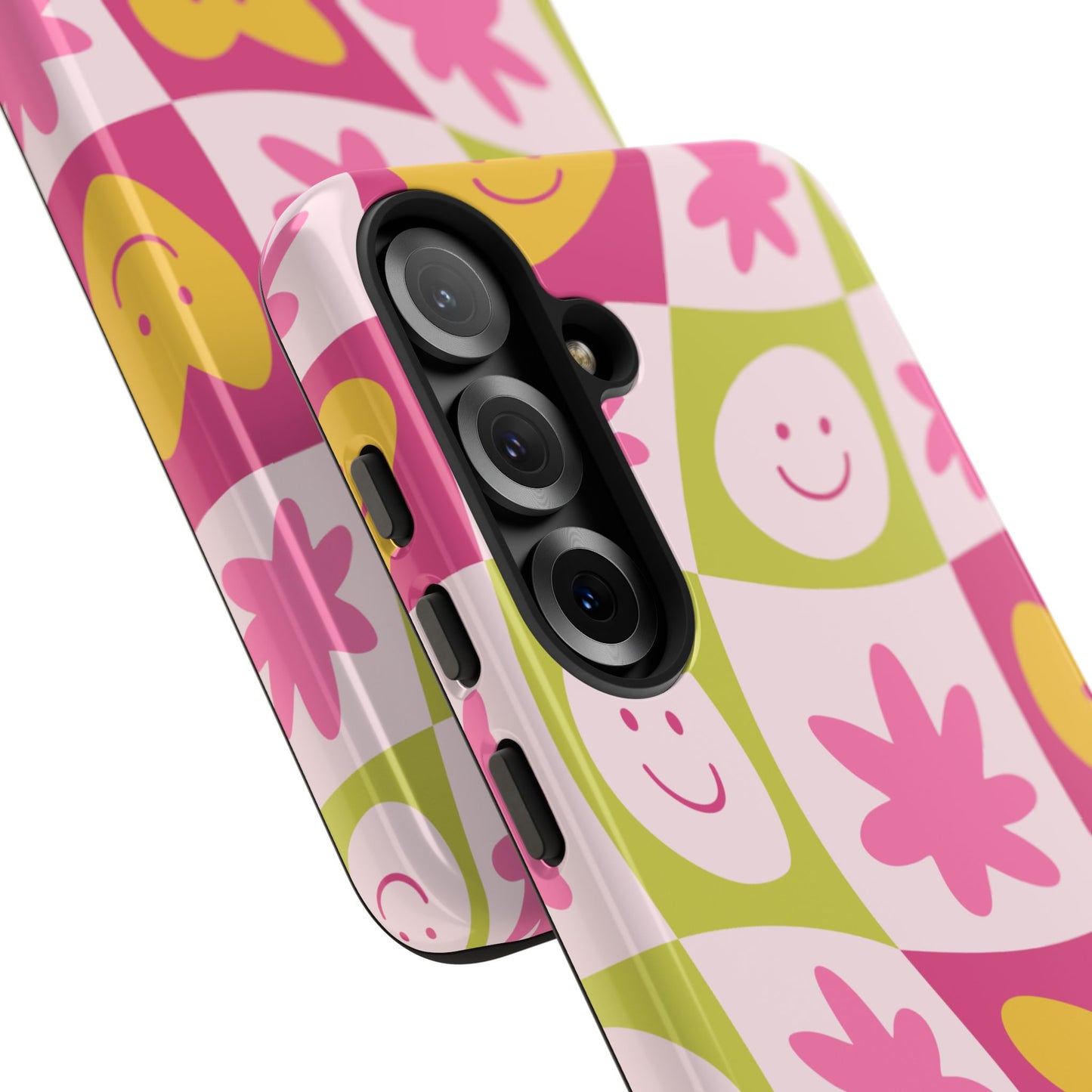 Colorful Floral iPhone Case with Smiley Faces