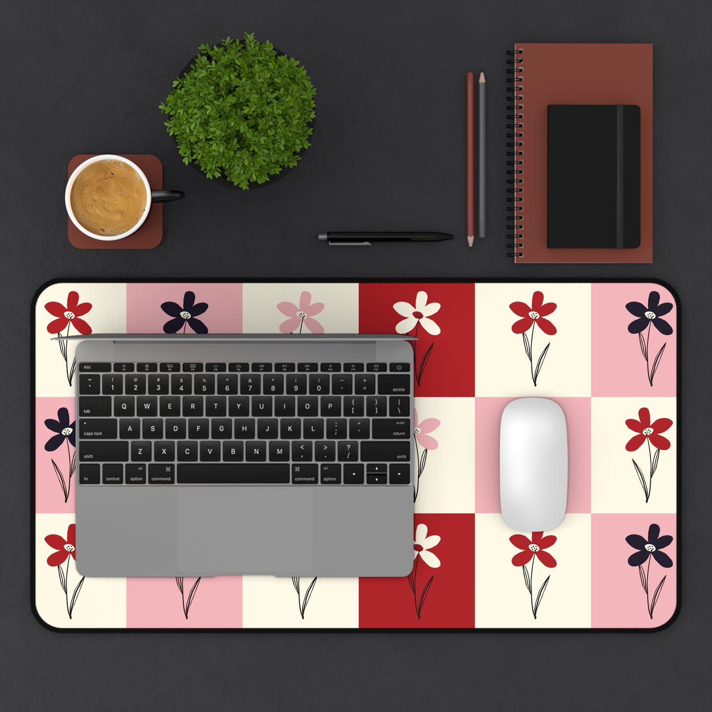 Pop Petal Plaid Desk Mat