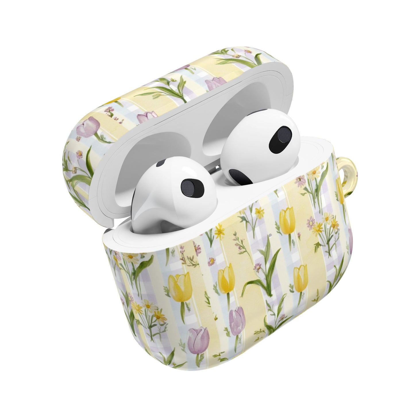 Spring Floral AirPod Case, Yellow Tulip Design, Cute Earbud Cover, Gift for Flower Lovers, Mother's Day Accessories