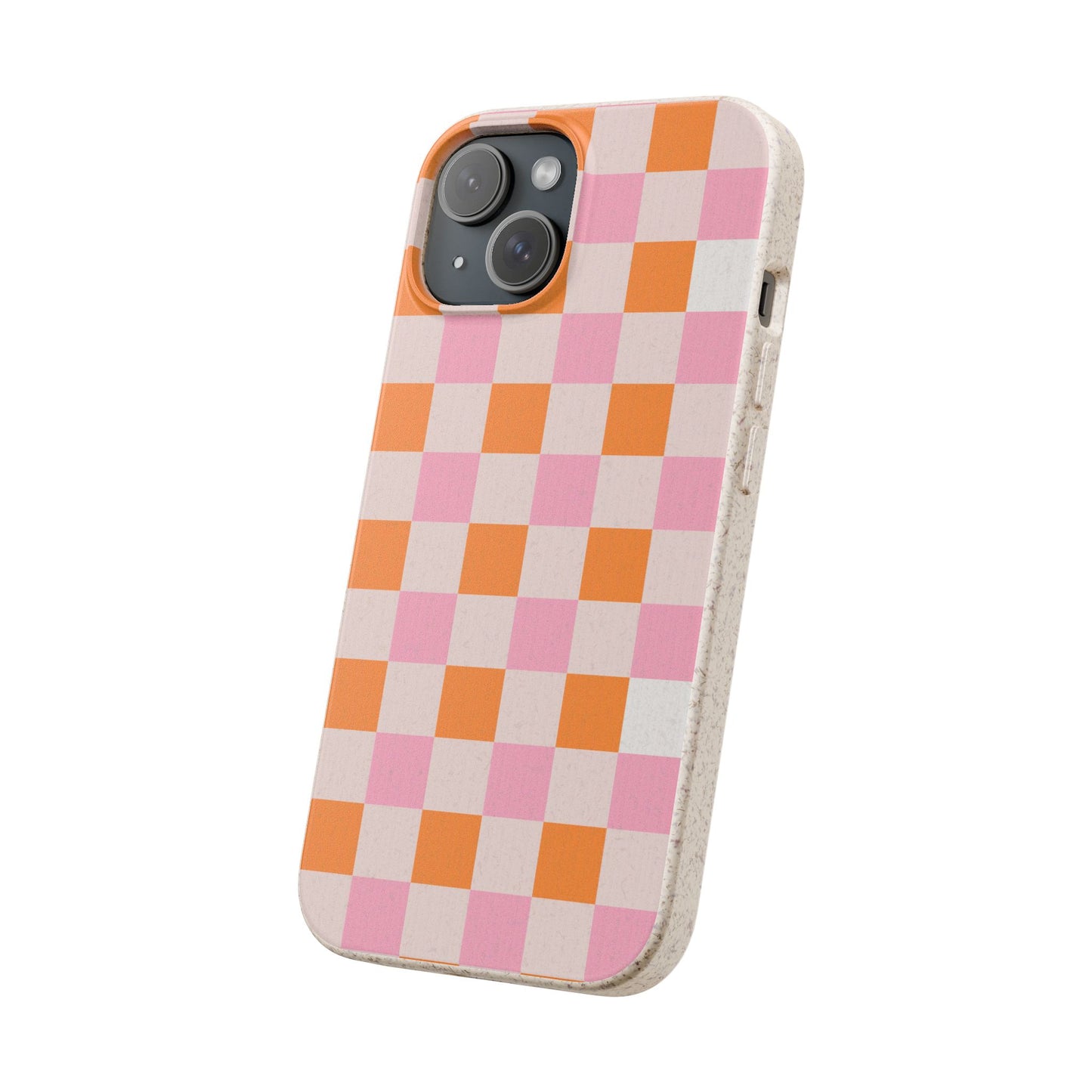 Chic Biodegradable Phone Case - Eco-Friendly Checkered Design, Sustainable Cell Phone Cover, Cute Gift for Environmentalists