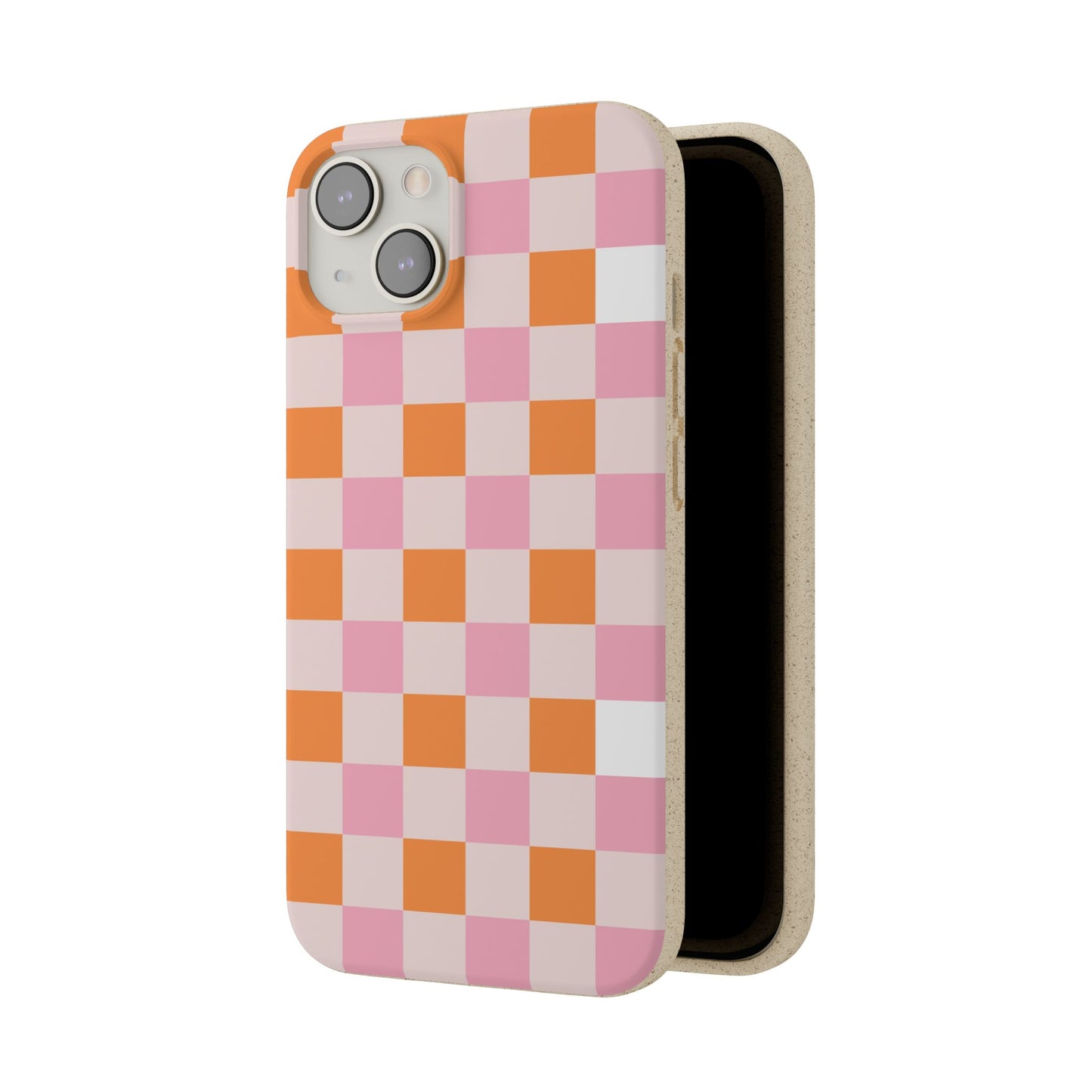 Chic Biodegradable Phone Case - Eco-Friendly Checkered Design, Sustainable Cell Phone Cover, Cute Gift for Environmentalists