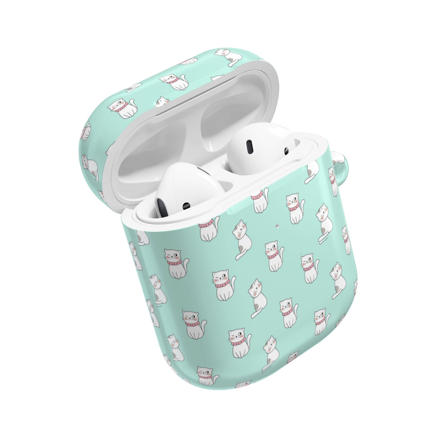 Cute Cat AirPod Case - Mint Green Cat Design for Pet Lovers
