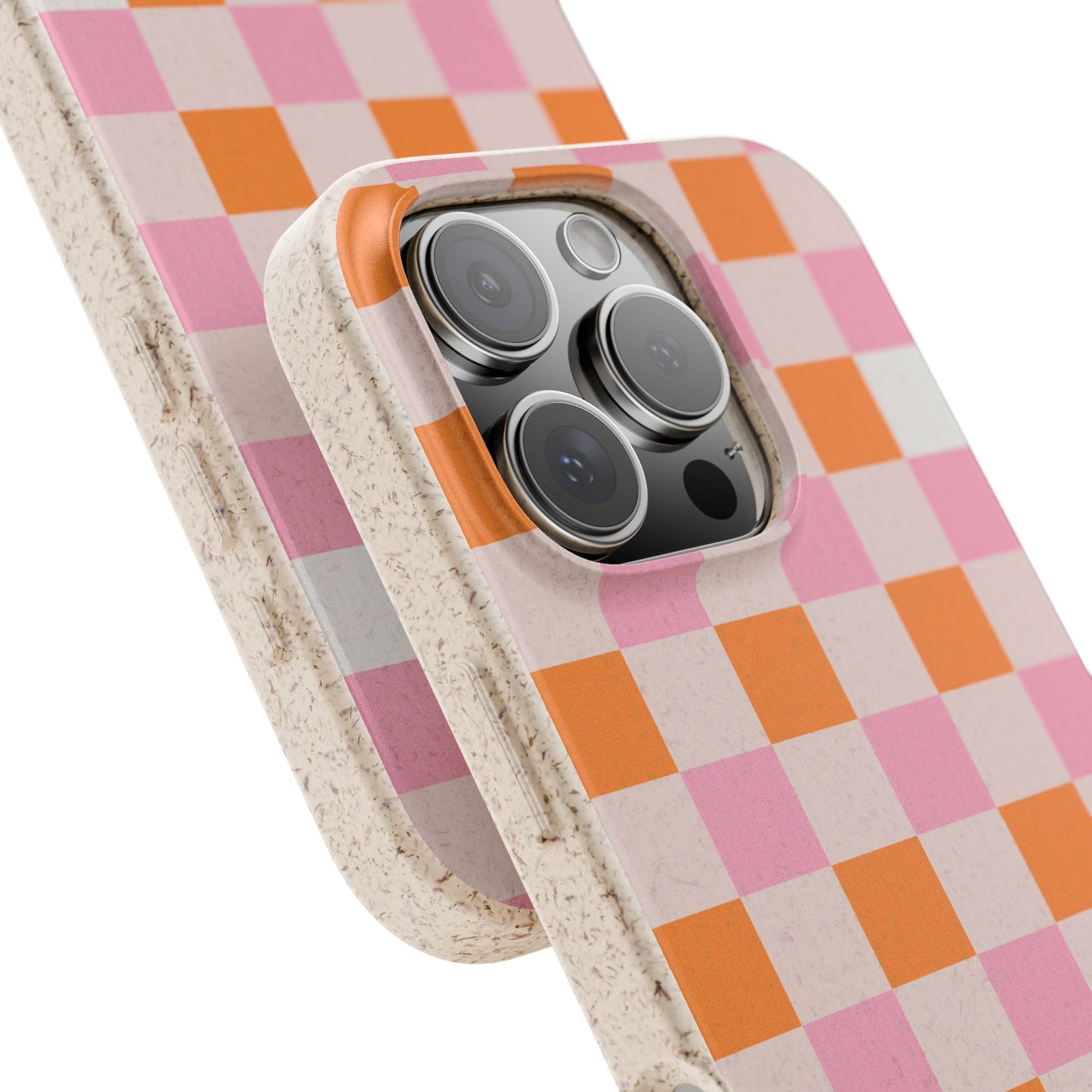 Chic Biodegradable Phone Case - Eco-Friendly Checkered Design, Sustainable Cell Phone Cover, Cute Gift for Environmentalists