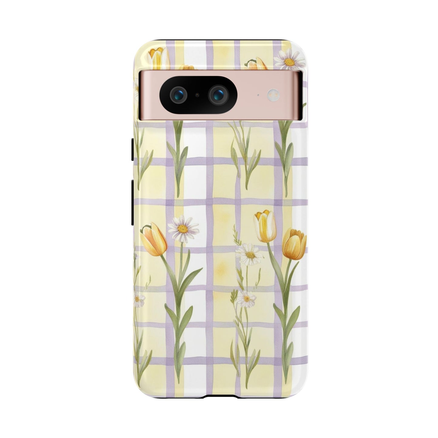 Floral Phone Case with Tulips and Daisies, Spring-Inspired Tech Accessory, Gifts for Her, Customizable Mobile Cover, Phone Protection