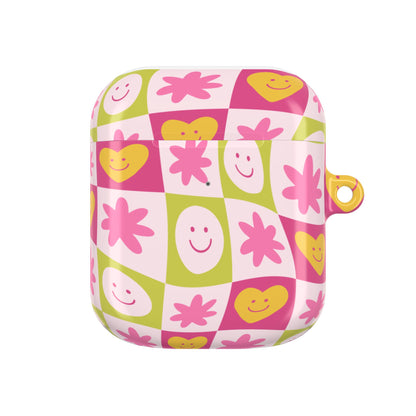 Colorful Floral AirPod Case with Smiling Faces