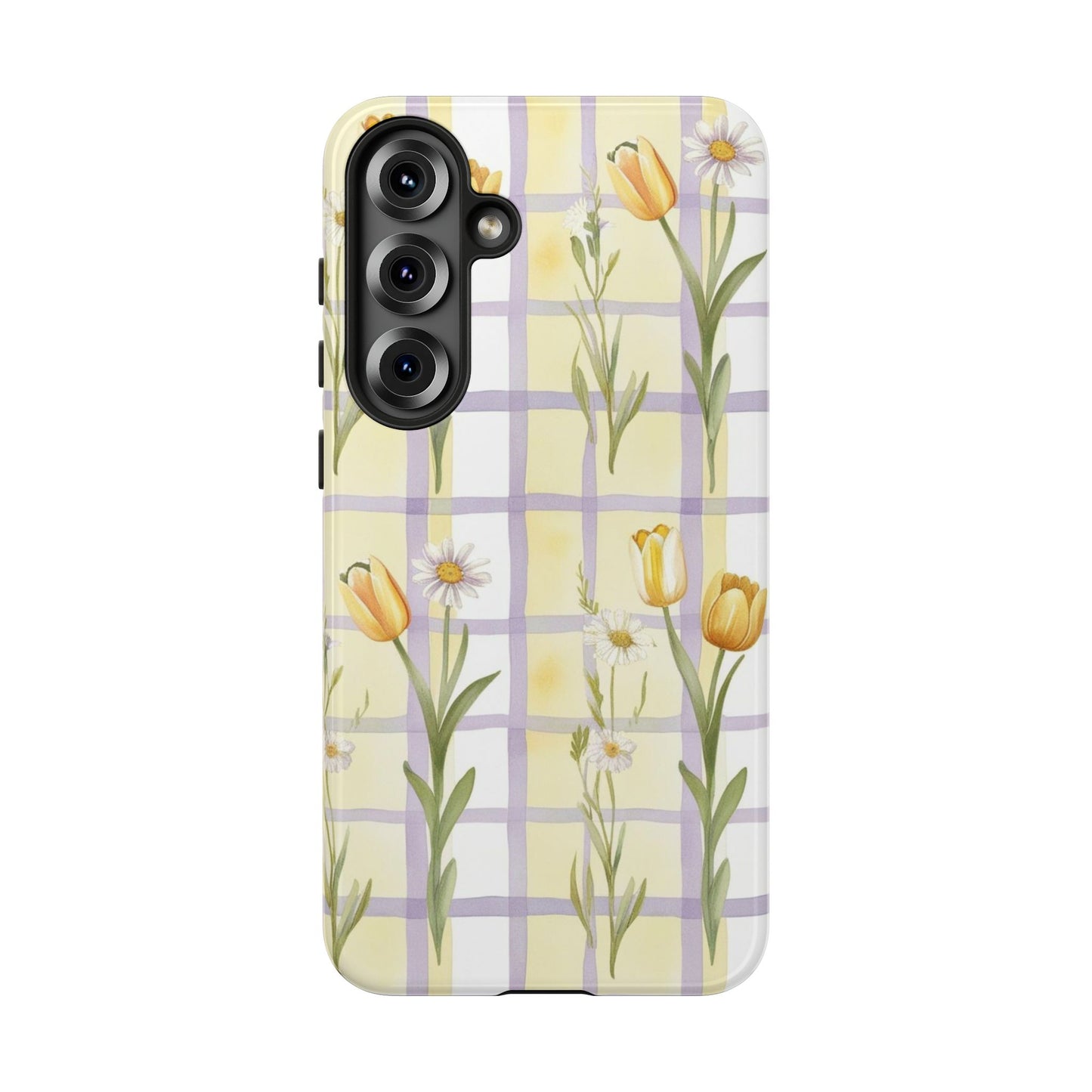 Floral Phone Case with Tulips and Daisies, Spring-Inspired Tech Accessory, Gifts for Her, Customizable Mobile Cover, Phone Protection