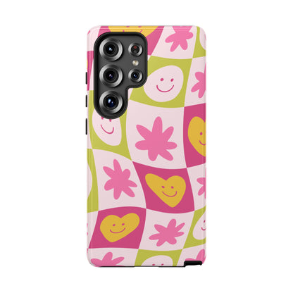 Colorful Floral iPhone Case with Smiley Faces
