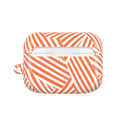 Stylish Orange Striped AirPod Case - Trendy Wireless Earbud Cover