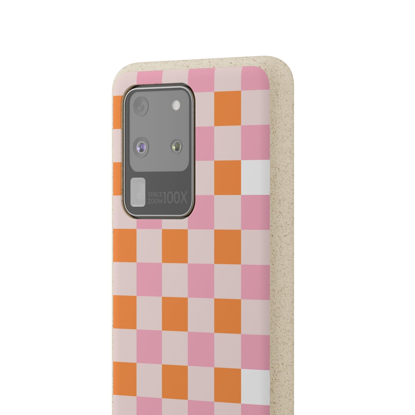 Chic Biodegradable Phone Case - Eco-Friendly Checkered Design, Sustainable Cell Phone Cover, Cute Gift for Environmentalists