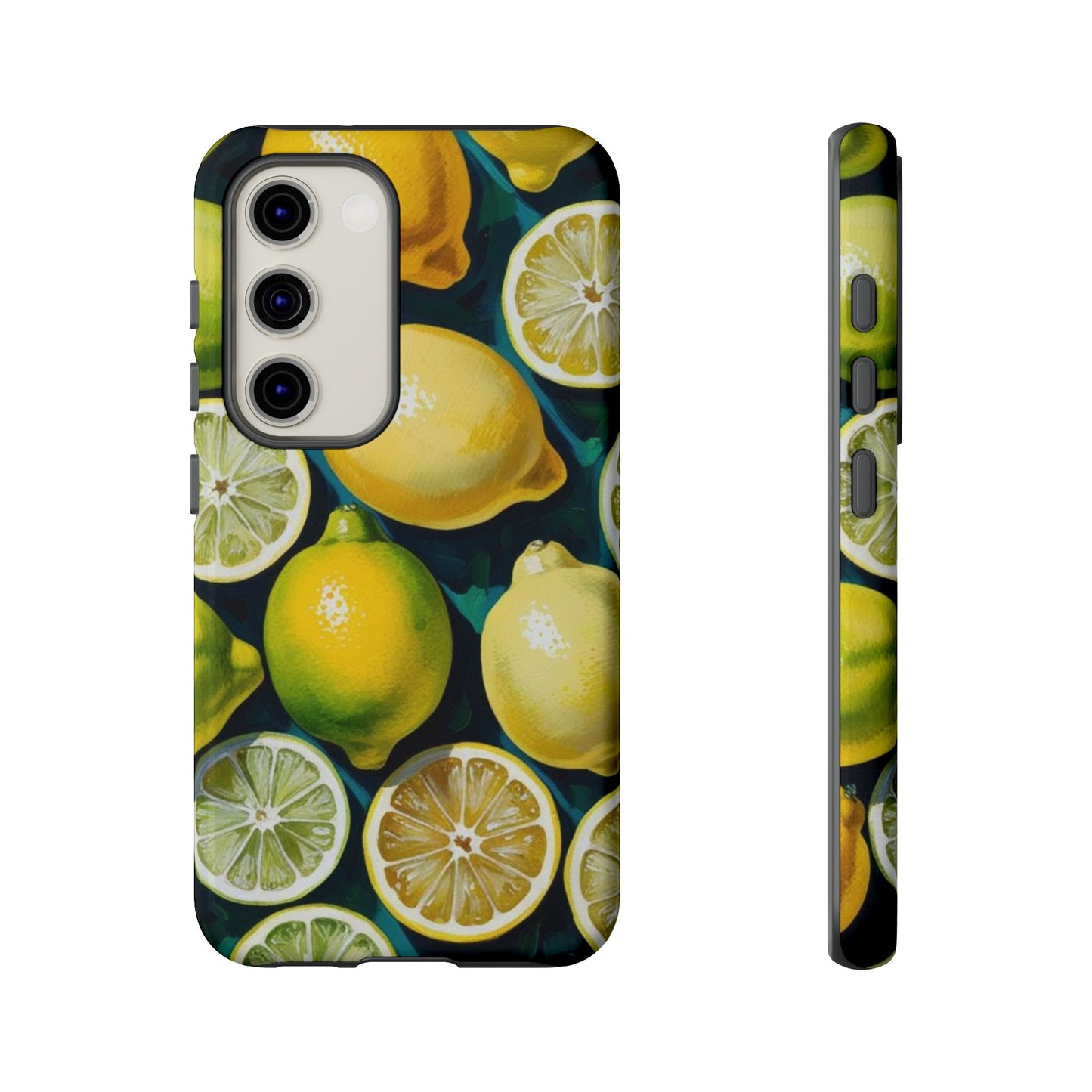 Lemon-Themed Tough Phone Case - Vibrant Citrus Design
