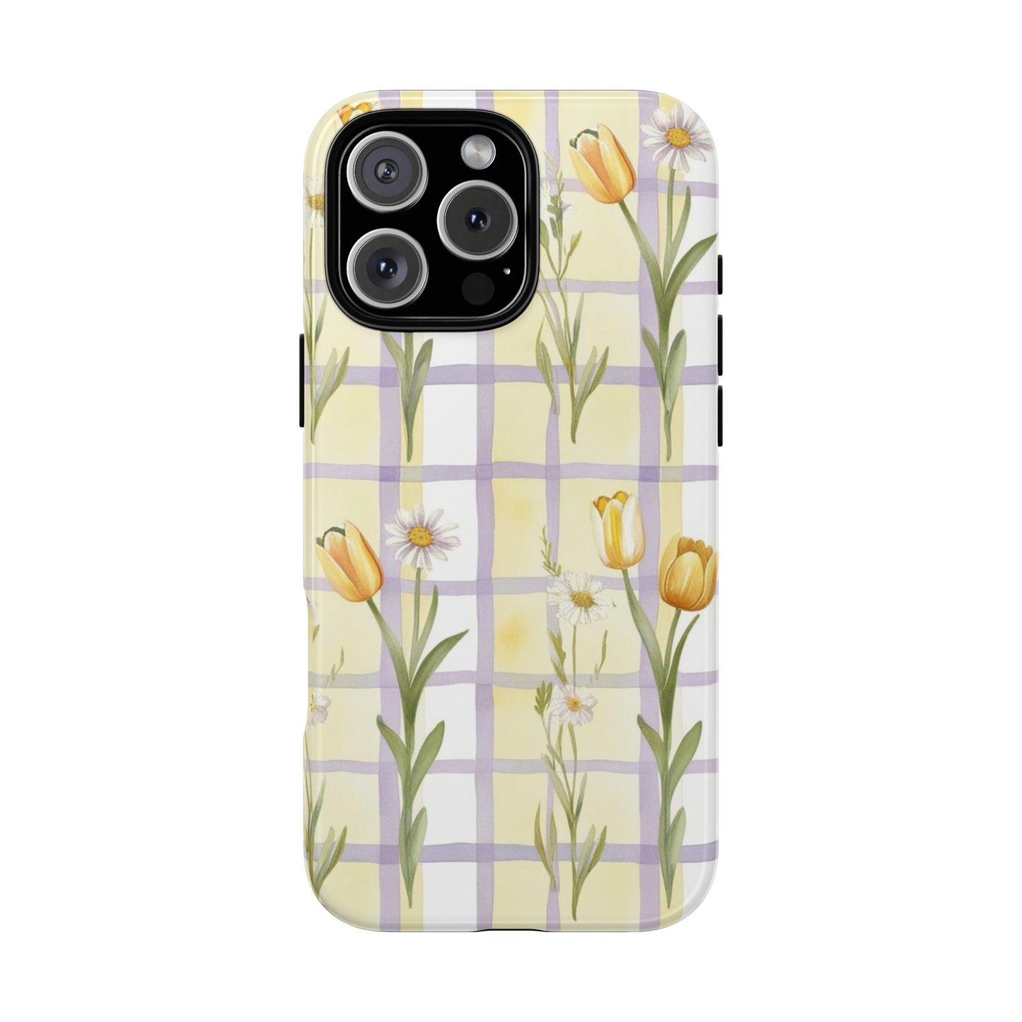 Floral Phone Case with Tulips and Daisies, Spring-Inspired Tech Accessory, Gifts for Her, Customizable Mobile Cover, Phone Protection