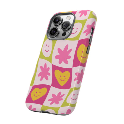 Colorful Floral iPhone Case with Smiley Faces
