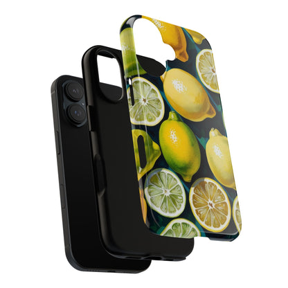 Lemon-Themed Tough Phone Case - Vibrant Citrus Design