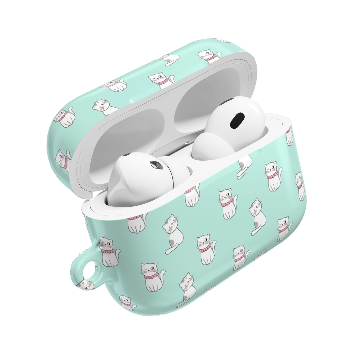 Cute Cat AirPod Case - Mint Green Cat Design for Pet Lovers