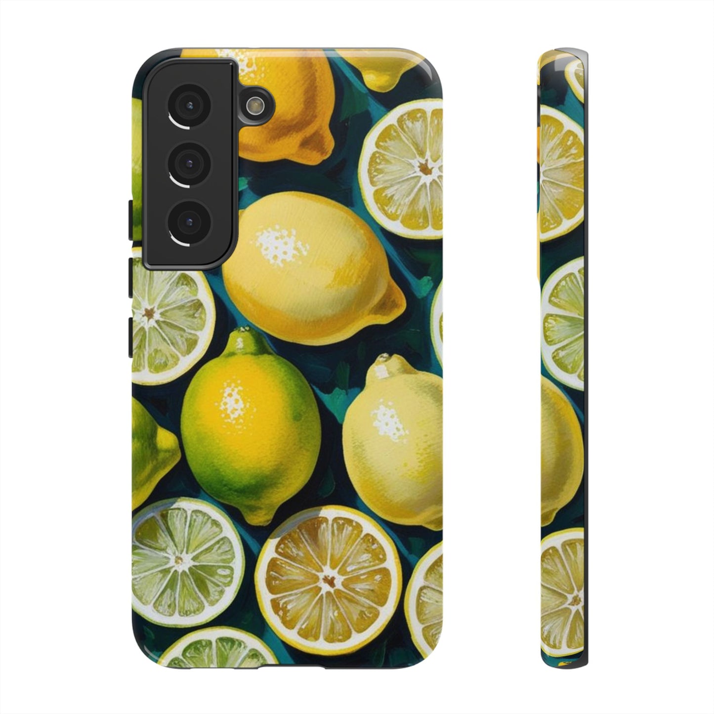 Lemon-Themed Tough Phone Case - Vibrant Citrus Design