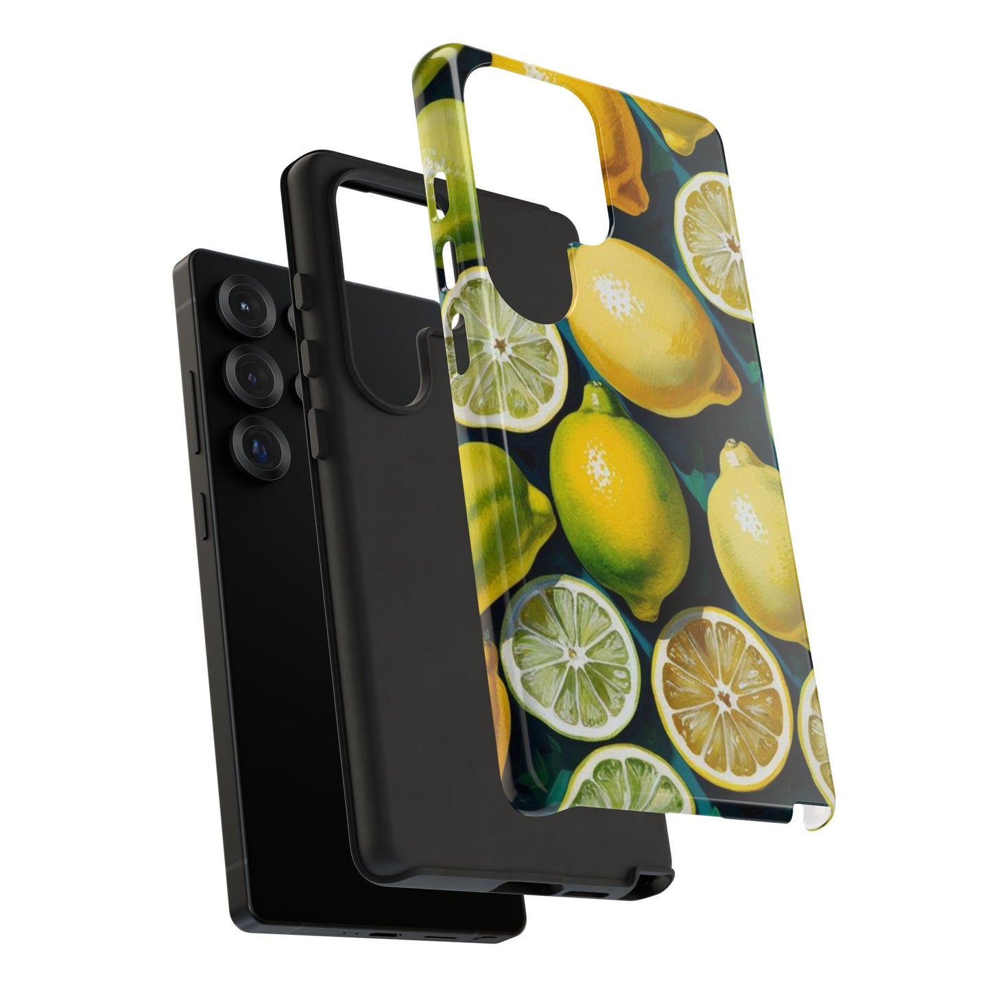Lemon-Themed Tough Phone Case - Vibrant Citrus Design