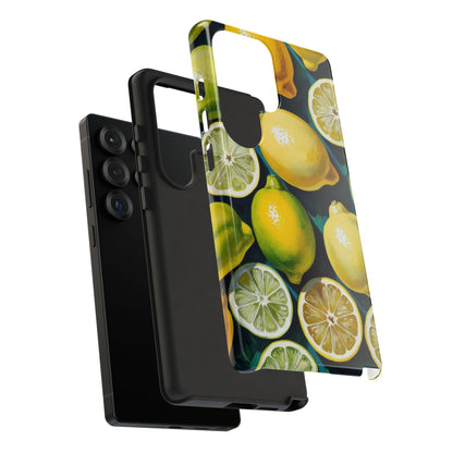 Lemon-Themed Tough Phone Case - Vibrant Citrus Design