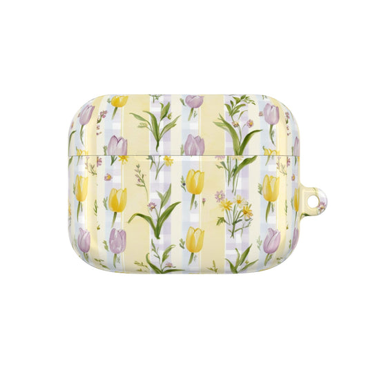 Spring Floral AirPod Case, Yellow Tulip Design, Cute Earbud Cover, Gift for Flower Lovers, Mother's Day Accessories