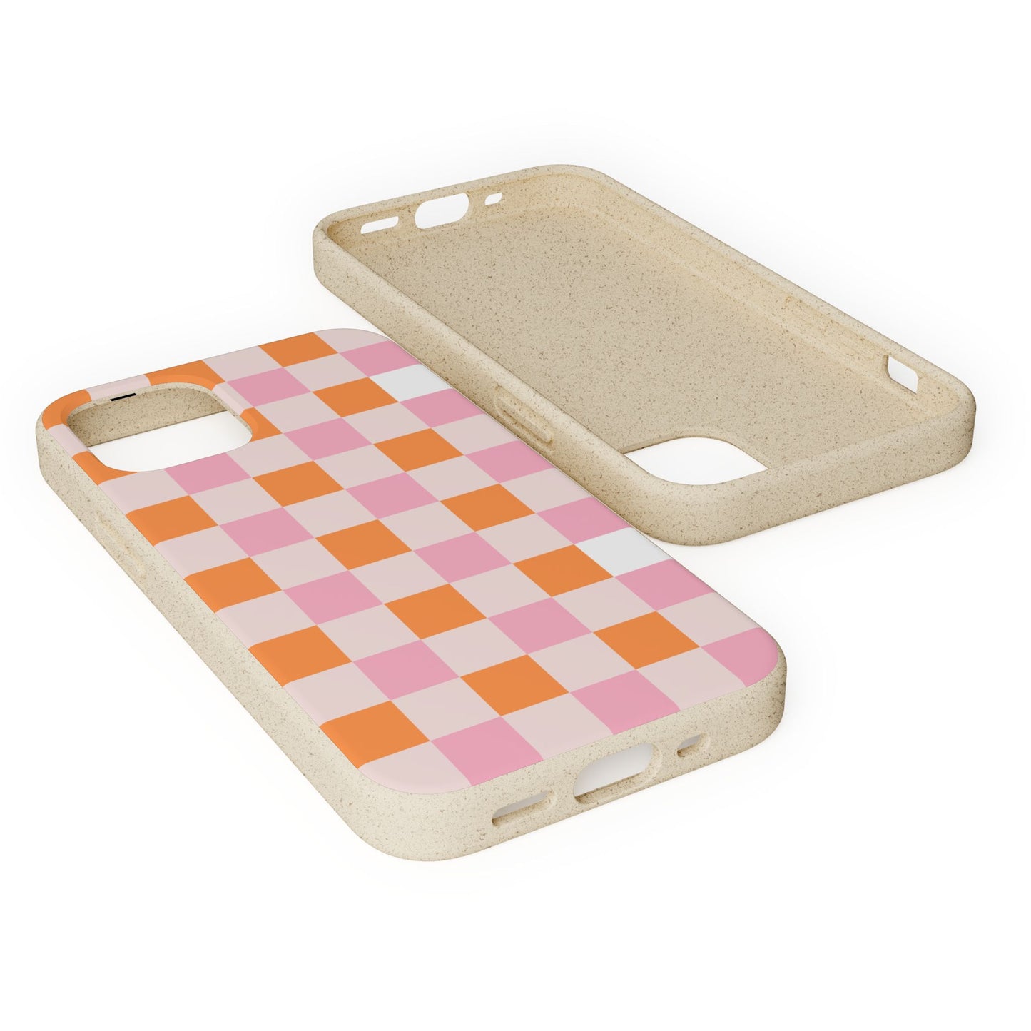 Chic Biodegradable Phone Case - Eco-Friendly Checkered Design, Sustainable Cell Phone Cover, Cute Gift for Environmentalists