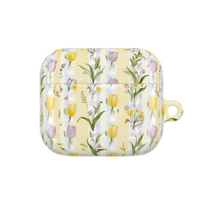 Spring Floral AirPod Case, Yellow Tulip Design, Cute Earbud Cover, Gift for Flower Lovers, Mother's Day Accessories