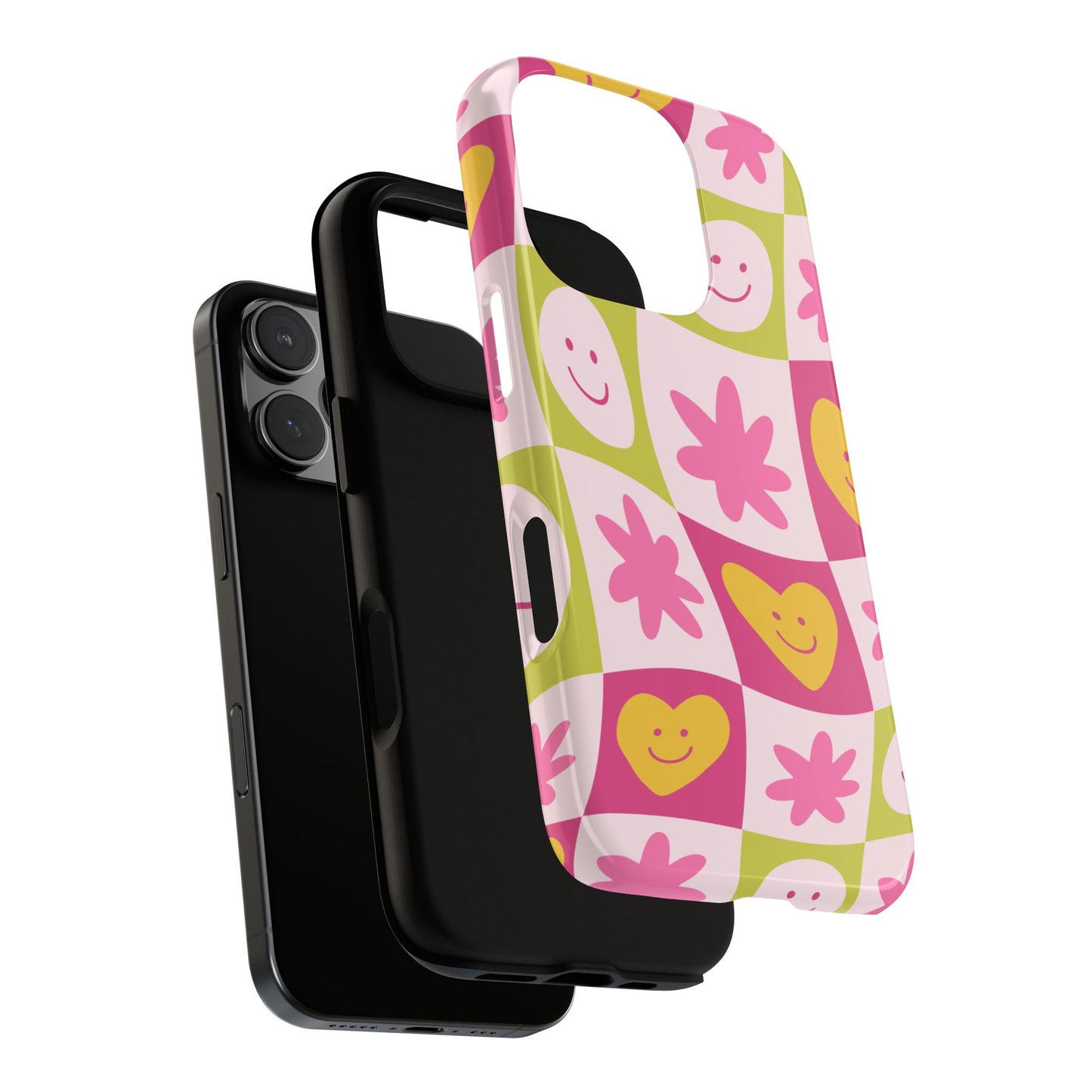 Colorful Floral iPhone Case with Smiley Faces