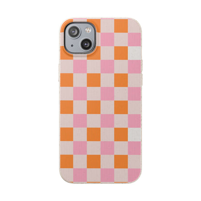 Chic Biodegradable Phone Case - Eco-Friendly Checkered Design, Sustainable Cell Phone Cover, Cute Gift for Environmentalists
