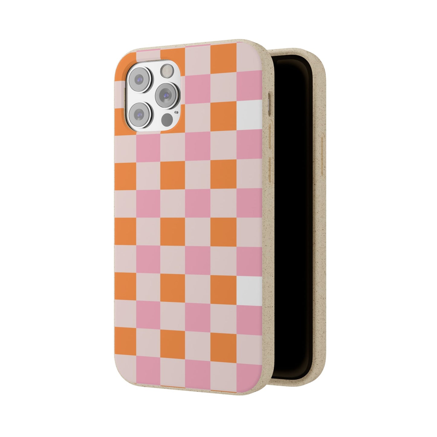 Chic Biodegradable Phone Case - Eco-Friendly Checkered Design, Sustainable Cell Phone Cover, Cute Gift for Environmentalists