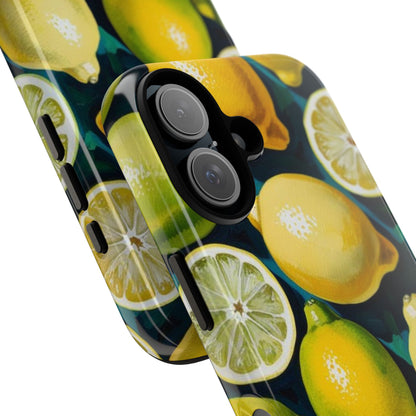 Lemon-Themed Tough Phone Case - Vibrant Citrus Design
