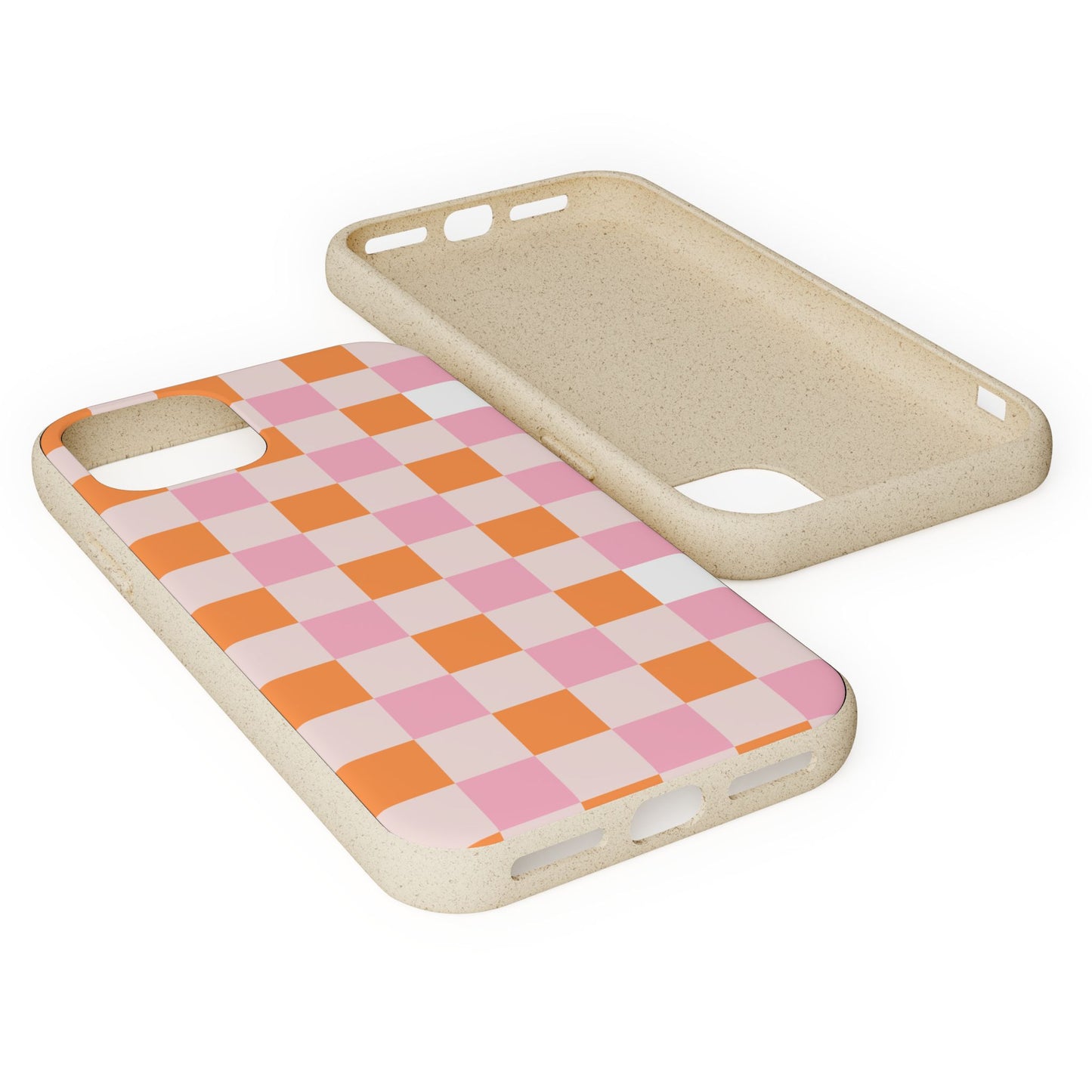 Chic Biodegradable Phone Case - Eco-Friendly Checkered Design, Sustainable Cell Phone Cover, Cute Gift for Environmentalists
