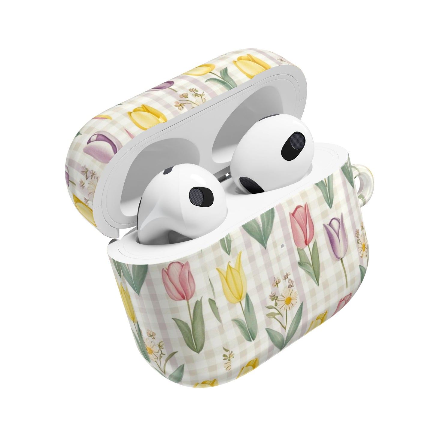 Spring Floral AirPod Cases with Tulip Design, Cute Gift for Music Lovers, Trendy Tech Accessories, Birthday, Mother's Day, Everyday Use