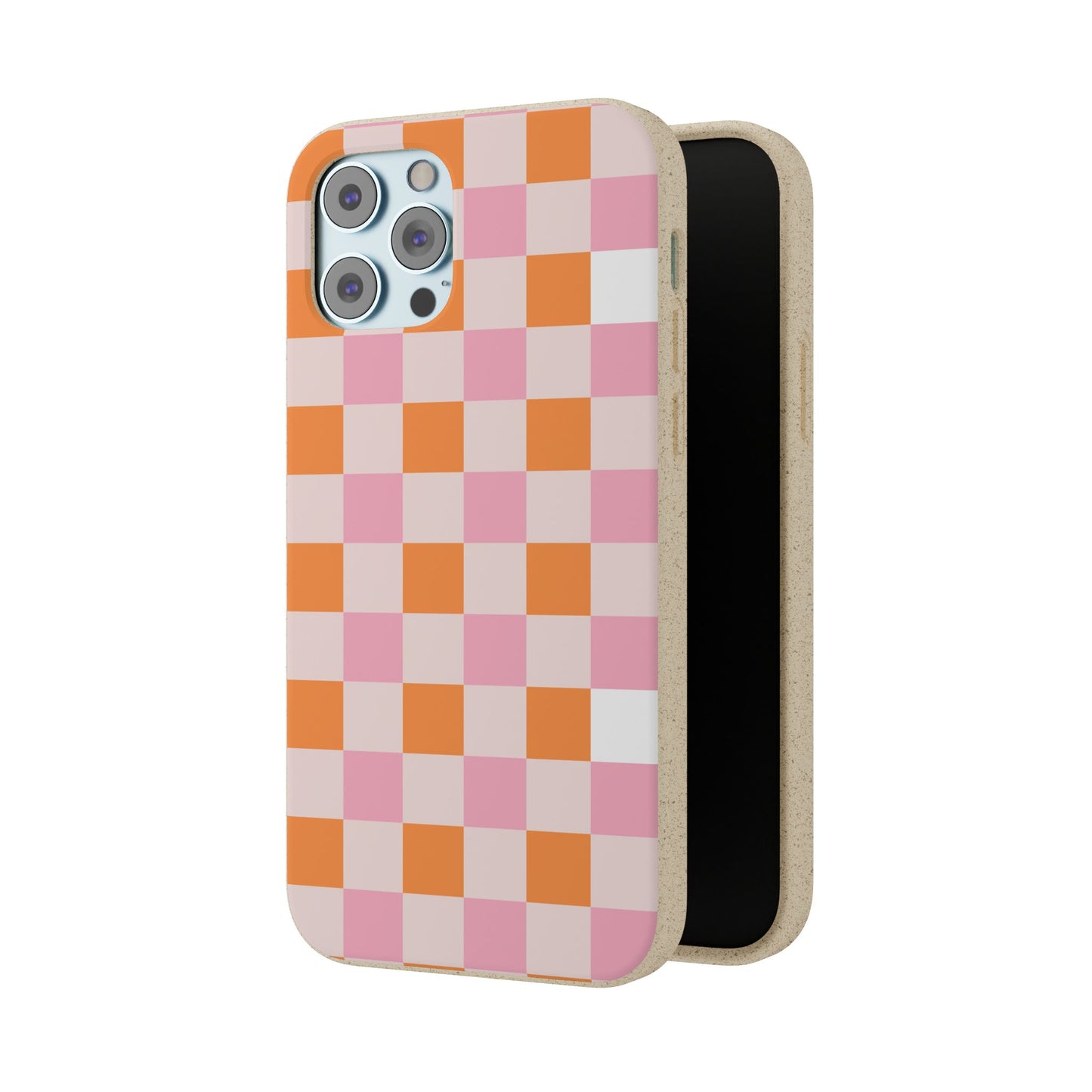 Chic Biodegradable Phone Case - Eco-Friendly Checkered Design, Sustainable Cell Phone Cover, Cute Gift for Environmentalists