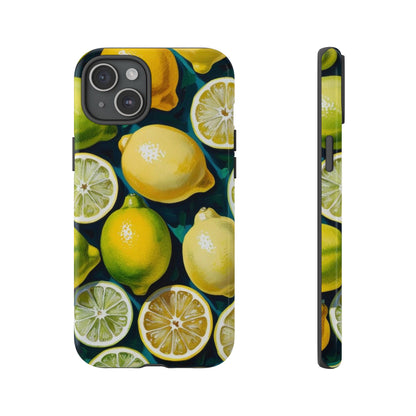 Lemon-Themed Tough Phone Case - Vibrant Citrus Design